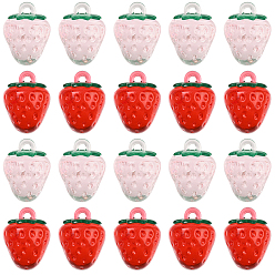 (52) Непрозрачная лаванда 24шт 2 цветные подвески из прозрачного акрила, клубника, разноцветные, 18x13.5 мм, отверстие : 1.6 мм, 12 шт / цвет