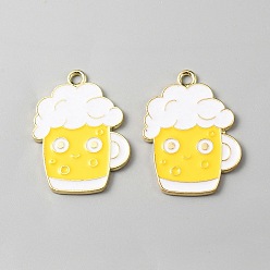 Желтый Подвески из эмали и сплава, золотой свет, чашка, желтые, 2.95x2.15x0.1 см, отверстие : 2 мм