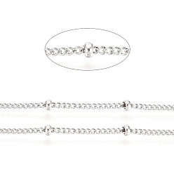 Stainless Steel Color Tarnish Resistant 304 Stainless Steel Satellite Chains, with Spool, Soldered, Stainless Steel Color, Link: 1.5x1x0.6mm, Bead: 2x1mm, about 32.8 Feet(10m)/roll