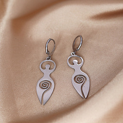 Нержавеющая Сталь Цвет Спиральная богиня 201 серьги-кольца из нержавеющей стали, цвет нержавеющей стали, 53x12 мм