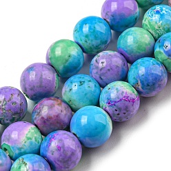 Pourpre Moyen Brins de perles de jaspe impérial synthétiques, teint, ronde, support violet, 8~8.5mm, Trou: 1.2mm, Environ 49 pcs/chapelet, 15.94 pouce (40.5 cm)