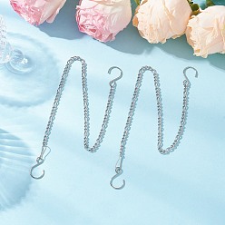 Платиновый & Цвет Нержавейки Крючки для вешалок из нержавеющей стали в форме S, с цепочками Фигаро и железными застежками для брелоков, платины и нержавеющая сталь цвет, 310x3.5 мм