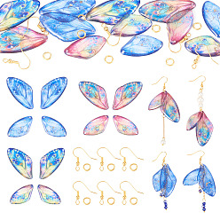 (52) Непрозрачная лаванда Набор для изготовления сережек своими руками, включая подвески из смоляных крыльев бабочки, медные крючки и кольца для сережек, разноцветные