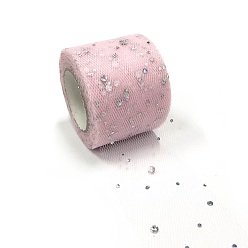 Lavender Blush Glitter Sequin Deco Mesh Ribbons, Tulle Fabric, Tulle Roll Spool Fabric For Skirt Making, Lavender Blush, 2 inch(5cm), about 25yards/roll(22.86m/roll)