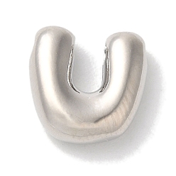 Letter U Brass Pendants, Long-Lasting Plated, Platinum, Letter U, 9.5x9.5x3.5mm, Hole: 1.4mm