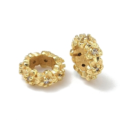 Золотой Цветок латунный микропаве прозрачный кубический цирконий европейские бусины, долговечный, стойки покрытие, большое отверстие шарик, золотые, 9.5x4 мм, отверстие : 5.5 мм