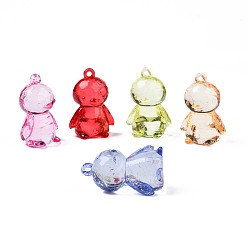 Mixed Color Transparent Acrylic Pendants, Penguin, Mixed Color, 40x27.5x22mm, Hole: 3mm, about 50pcs/500g