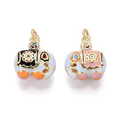 Светло-Голубой Латунь эмаль подвески, слон, с целью перехода в кольце, реальный 18 k позолоченный, Небесно-голубой, 15.5x13x7 мм, отверстие : 3 мм