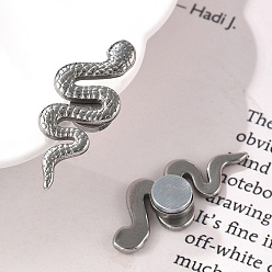 Нержавеющая Сталь Цвет 304 серьги-клипсы в форме змеи из нержавеющей стали, магнитные 303 серьги из нержавеющей стали для женщин без проколов, цвет нержавеющей стали, 25.5x10.5 мм