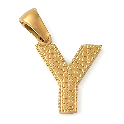 Letter Y Вакуумное покрытие pvd 304 подвески из нержавеющей стали, золотые, буквенное очарование, Письмо Y, 15.5x13.5x1.5 мм, отверстие : 5x3 мм