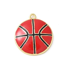 Basketball Латунь эмаль подвески, стойки покрытие, долговечный, без свинца и без кадмия, реальный 18 k позолоченный, баскетбол, 17.5x15.5x3.5 мм, отверстие : 1.4 мм