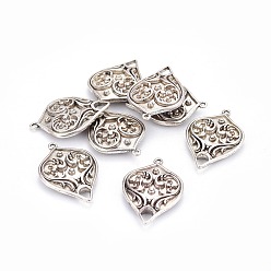 Античное Серебро Соединители звеньев сплава, без кадмия, без никеля и без свинца, слеза, античное серебро, 30x21x6 мм, отверстия: 1.5x1.5 mm ~ 4.5 mm