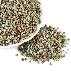 Cyan Clair Perles de verre cylindriques opaques de Picasso, trou rond, cyan clair, 2.5x1.5mm, Trou: 1.2~1.4mm, environ 30000 pcs / livre