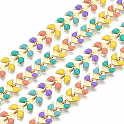 Real 16K Gold Plated 304 Stainless Steel Link Chains, Enamel, with Spool, Unwelded, Nickel Free, Real 16K Gold Plated, 7x6x1.5mm, about 16.4 Feet(5m)/roll