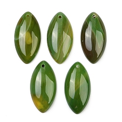 Средний Морско-зеленый Окрашенные естественный агат подвески, Очарование лошадиных глаз, средний морской зеленый, 40x20x7.5 мм, отверстие : 1.6 мм