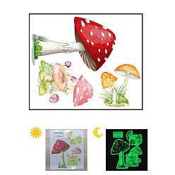 Vert Mer Brillent dans le noir autocollants muraux interrupteur champignon, décalcomanies lumineuses de commutateur de lumière de pvc de bande dessinée, pour le salon de la chambre des enfants, vert de mer, 110x130mm
