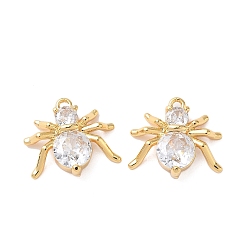 Настоящее золото 18K Латунь с кубическим цирконием подвеской, прелести паука, без никеля , реальный 18 k позолоченный, 13x14.5x4.5 мм, отверстие : 1.2 мм