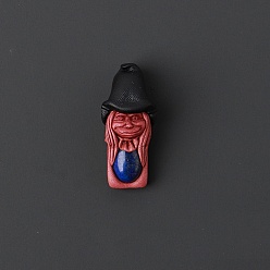 Lapis Lazuli Natural Lapis Lazuli Pendants, Elf with Witch Hat Charm, 45x20mm