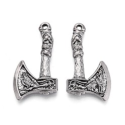 Античное Серебро Сплавочные подвески тибетского стиля, топор, античное серебро, 46x24x5 мм, отверстие : 2.5 мм