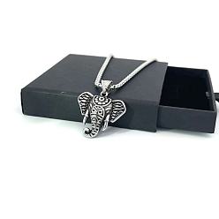 Нержавеющая Сталь Цвет Винтажные ожерелья из нержавеющей стали со слоном для мужчин, цвет нержавеющей стали