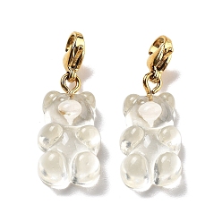 Прозрачный Подвесные украшения из смолы в виде медведя, 304 украшения из нержавеющей стали с застежкой-клешней в виде лобстера, ионное покрытие (ip), реальный 14 k позолоченный, прозрачные, 30.5 мм