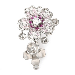 Платина Латунное микропейв, прозрачный кубический цирконий, складные застежки, без кадмия, без никеля и без свинца, цветок, платина, 27 мм