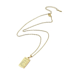 Libra Rectangle with Twelve Constellations Pendant Necklaces, 304 Stainless Steel Cable Chains Necklaces, Golden, Libra, 15.98 inch(40.6cm)