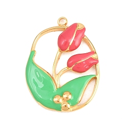 Весенне-зеленый 304 нержавеющей стальной эмали подвески, , золотые, весенний зеленый, 23.5x17.5x2.5 мм, отверстие : 1.6 мм