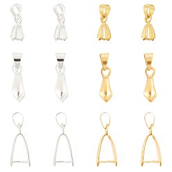 Golden & Silver Brass Ice Pick Pinch Bails, Pendant Bails, Golden & Silver, 60pcs/box