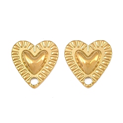 Chapado en Oro Real 18K 304 encantos de acero inoxidable, encantos del corazón, revestimiento de iones (ip), real 18 k chapado en oro, 15x14x3 mm, agujero: 2.2 mm