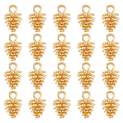 Настоящее золото 18K 20 шт. Латунные подвески, сосновые шишки, реальный 18 k позолоченный, 12.5x7 мм, отверстие : 2 мм