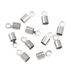 Нержавеющая Сталь Цвет 304 из нержавеющей стали раз за обжима концы шнура, заглушки для шнуров колонн, зажимы, трубки для изготовления ювелирных изделий, цвет нержавеющей стали, 8x4 мм, отверстие : 1.6 мм, внутренний диаметр: 3 мм