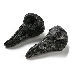 Other Quartz Natural Druzy Black Quartz Pendants, Bird Head Skull Charms, 47~49x20~22x20~22mm, Hole: 2~2.5mm