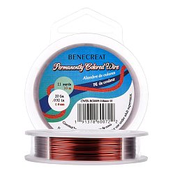 Кокосово-Коричневый Круглая медная проволока для изготовления ювелирных изделий, кокосового коричневый, 20 датчик, 0.8 мм, около 10 м / рулон