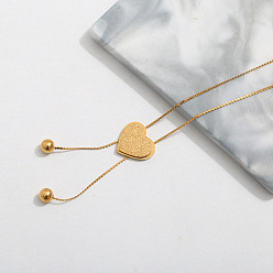 Сердце 201 женские ожерелья-лариаты из нержавеющей стали, золотые, сердце, 15.75 дюйм (40 см)