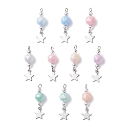 (52) Непрозрачная лаванда Латунь стекло кулоны, звезда, разноцветные, 28.5x8 мм, отверстие : 2 мм