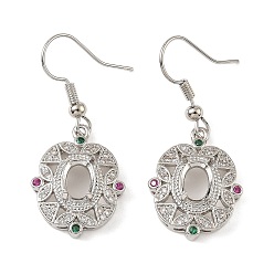 Платина Стойка из латуни с покрытием из кубического циркония крючки для сережек, без свинца и без кадмия, платина, 38x16.5 мм, штифты : 1 мм