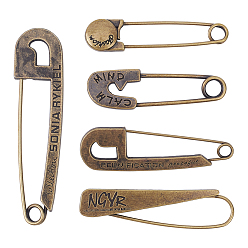 Античная Бронза 5шт. 5 стилей, английские булавки из цинкового сплава, контакты килт, античная бронза, 65~91.5x15.5~23x4~7.5 мм, 1 шт / стиль