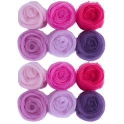 (52) Непрозрачная лаванда 18 шт. 6 цвета шерстяной ровинг своими руками, материалы для игольного валяния, разноцветные, 150~180x60~65x1.5~2.5 мм, 3 шт / цвет