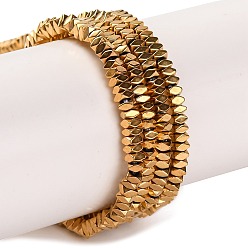 Настоящее золото 24K Гальванические нити из синтетических немагнитных гематитовых бусин, квадратный, реальный 24 k позолоченный, 2.2x2.2x1.2 мм, отверстие : 0.8 мм, около 326 шт / нитка, 15.55'' (39.5 см)