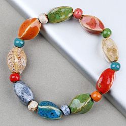 Oval Браслеты из фарфоровых бусин ручной работы для женщин, овальные, внутренний диаметр: 2-1/2 дюйм (6.5 см)