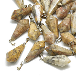 Сумасшедший Агат Природных сумасшедшие подвески агат, со случайной защелкой из нержавеющей стали, двухконусные, 29~33x11~12 мм, отверстие: 7x3.5 мм или 6x2 мм