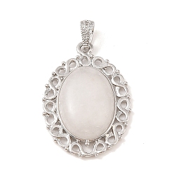 Хрусталь Природного кварца хрустальных подвесок, с фурнитурой сплавочной платины тон, овальные амулеты, 41x28.5x7.5 мм, отверстие : 7.2x4 мм