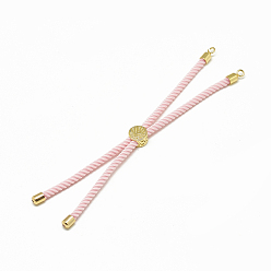 Mixed Color Nylon Twisted Cord Bracelet Making, Slider Bracelet Making, with Brass Findings, Golden, Mixed Color, 8.7 inch~9.3 inch(22.2cm~23.8cm), 3mm, hole: 1.5mm