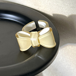 Лимонный шифон Открытые манжеты-кольца из смолы с бантом для женщин, лимонный шифон, внутренний диаметр: 17 мм