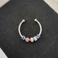 Разноцветный 304 эмалированный диск из нержавеющей стали с регулируемыми открытыми кольцами, снять беспокойство манжеты кольца, цвет нержавеющей стали, красочный, внутренний диаметр: регулируемый