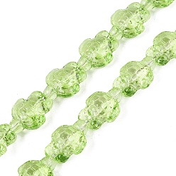 Pale Green Transparent Glass Beads Strands, Turtle, Dyed & Hearted, Pale Green, 17.5~18.5x13.5~14x8~8.5mm, Hole: 1~1.2mm, about 40~45pcs/strand, 26.77~30.12 inch(68~76.5cm)