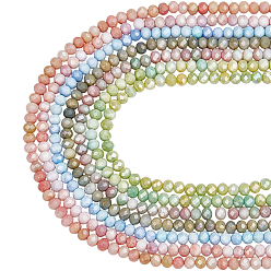 (52) Непрозрачная лаванда 7 нити 7 цвета, эффект омбре, нити из окрашенного стекла, рондель, разноцветные, 4x3 мм, отверстие : 0.4~0.9 мм, около 110~115 шт / нитка, 39~40 см, 1 прядь / цвет