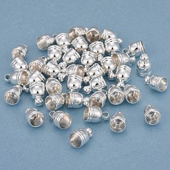 Посеребрённый Латунная заглушка для шнура для изготовления ювелирных изделий, долговечный, колонка, 925 серебро покрытием, 9x6 мм, отверстие : 1.6 мм, внутренний диаметр: 5 мм