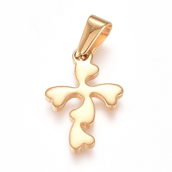 Doré  Pendentifs en acier inoxydable, croix, or, 304mm, Trou: 20.5x13.5x1.5mm